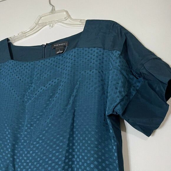 NEW! Club Monaco Blue teal Square Neck Archmand Mini dotted Dress size 4 $195 - Picture 6 of 7